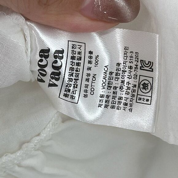 Voca Vaca Womens Ruffle Eyelet V-Neck Blouse White Small - Picture 10 of 12